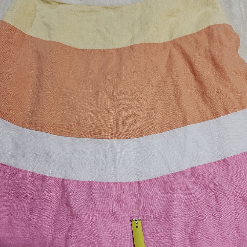 Vintage Colorblock Striped Maxi Skirt Size 12 Pastel Boho Summer Beach 90s - Picture 2 of 9